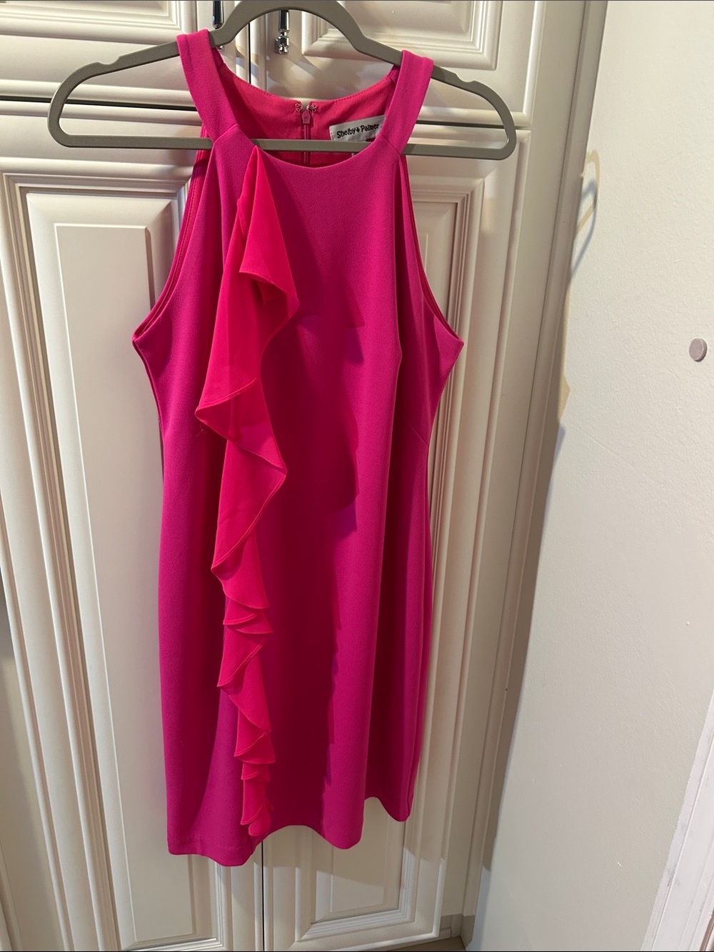 Shelby & Palmer Hot Pink Ruffle Halter Mini Dress